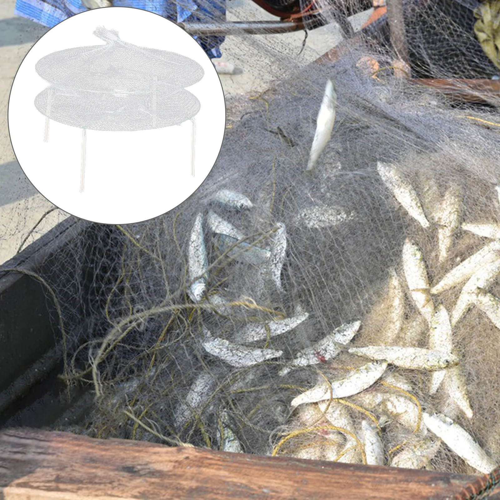 

Shrimp Cage Durable Nylon Portable Catching Mesh Kit Round Lobster Net Outdoor Fish Net Fishing Supplies