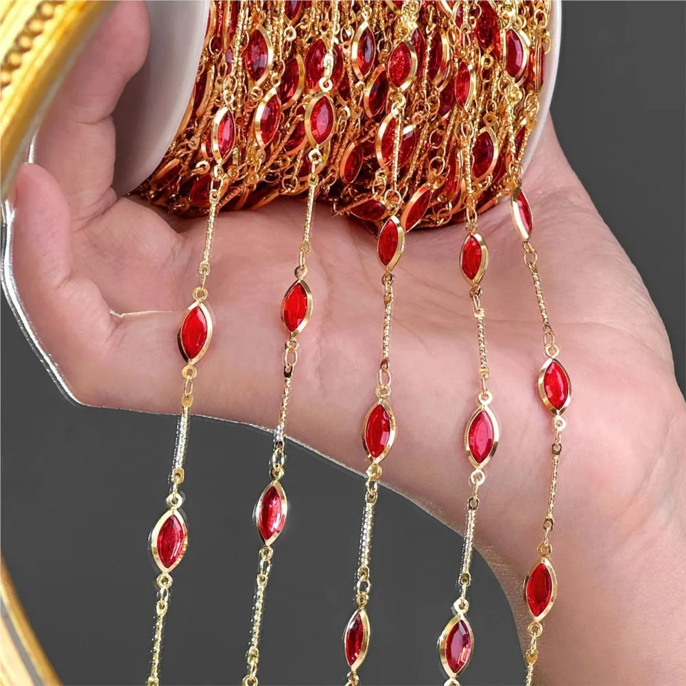 1Meter Colorful Beaded Crystal Beaded Copper Chain For DIY Necklace Bracelet Costumes Jewelry Making Material Accessories image 5