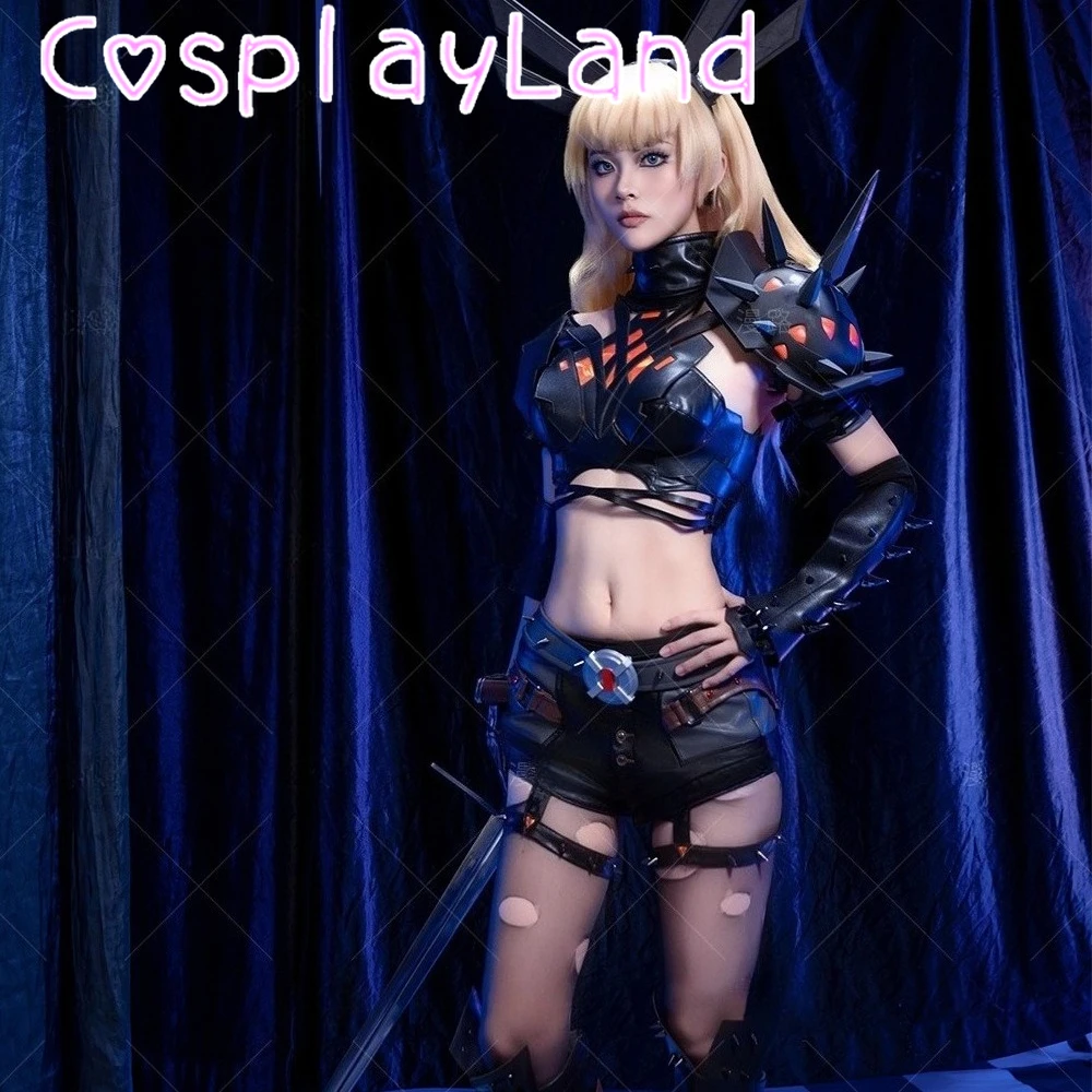 

Rivals Magik Cosplay Costume Black Leather Illyana Costume Top Shorts Accessories Full Set Halloween Comic Con Women Sexy Outfit