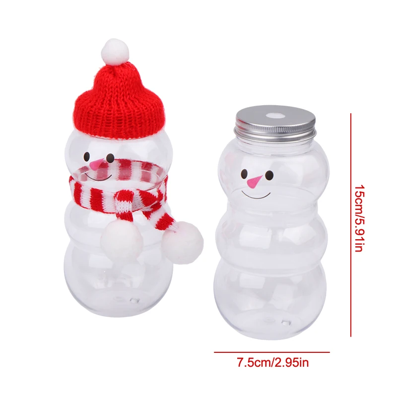 Botellas de agua navideñas de muñeco de nieve de 500ML, botellas de té de la leche, jugo de café, botella portátil para beber para tienda de té de la leche, taza de jugo para el hogar