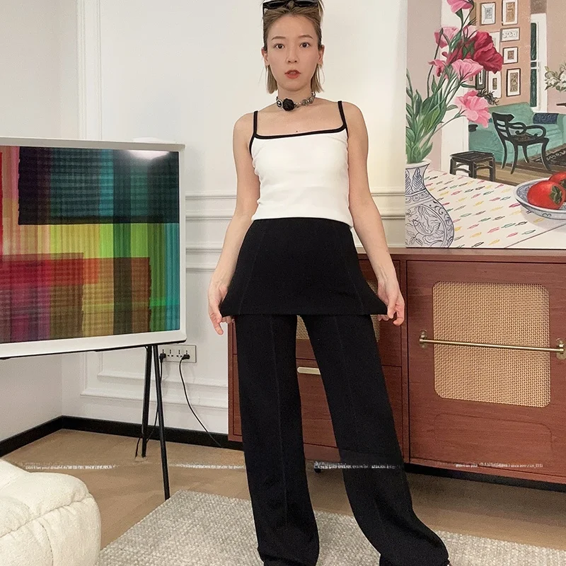 

Cayla Spring Summer Air Layer Skort Pants Casual Long Trousers Women's New Sle Comfortable Polyester Rayon Spandex Blend