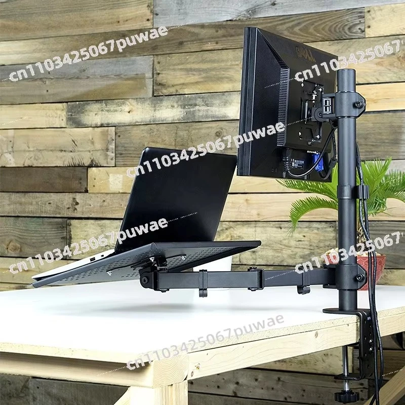 Laptop Dual Monitor Stand, Rotatable Combo, Computer Keyboard Tray, Desktop Multi-Screen Bracket