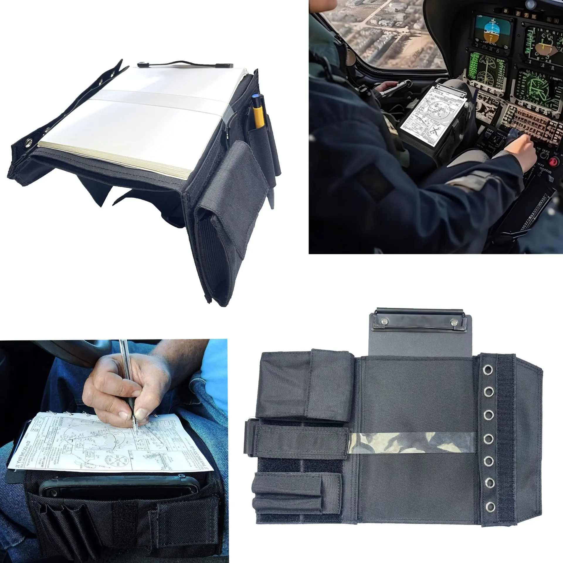 

Двусторонний наколенник для пилота, черный классический держатель для ручки для буфера обмена, держатель панели для ног наколенника для самолета