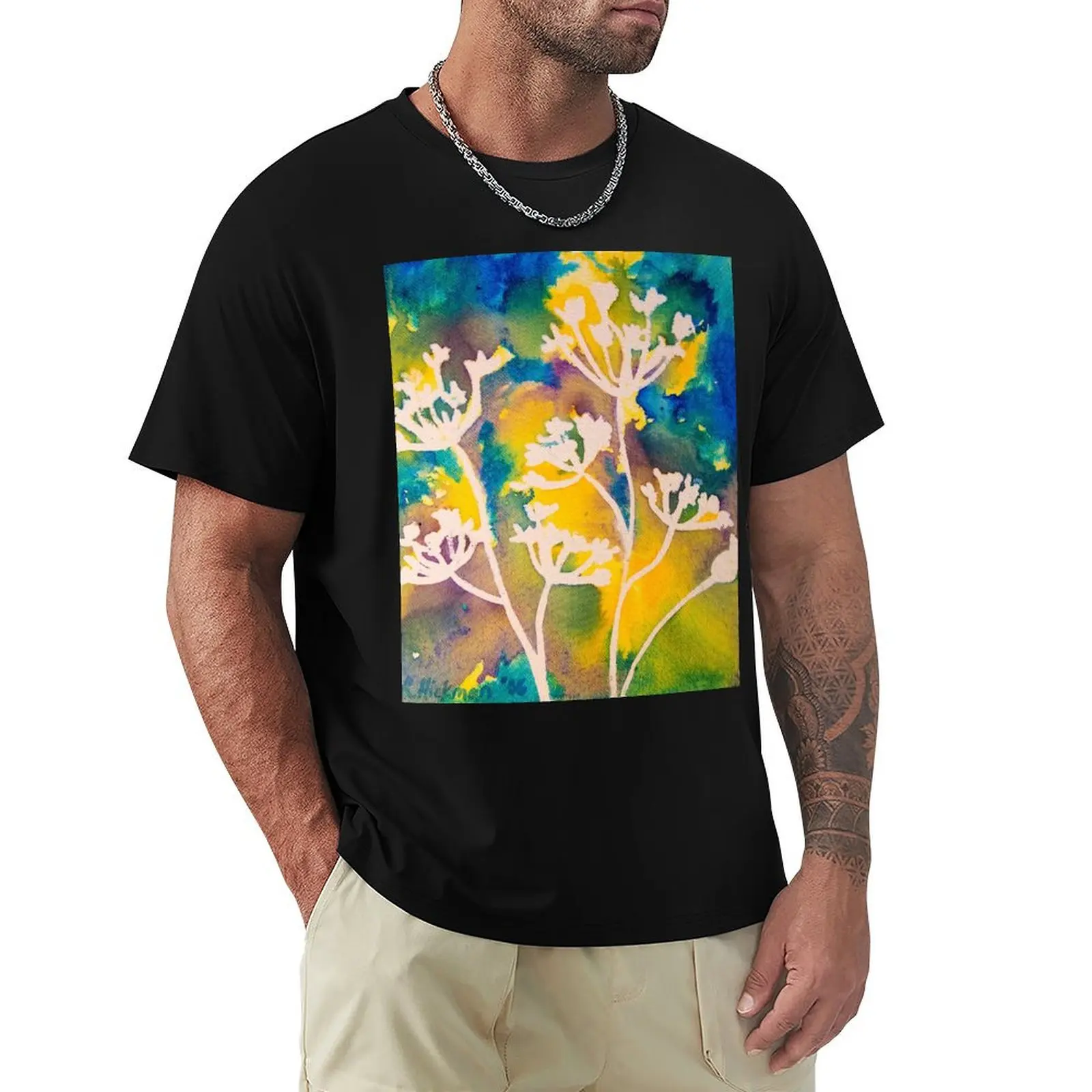 

Cow Parsley Abstract Silhouette T-Shirt quick-drying anime shirt anime stuff rapper graphic tees mens graphic t-shirts hip hop
