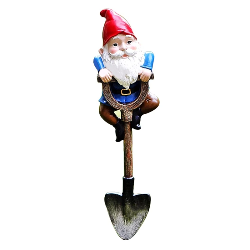 Garden Gnomes Decorations for Yard, Funny Outdoor Statue Gift, Naughty Knome Standing on a Shovel, Home Sculptures [LaCK9]