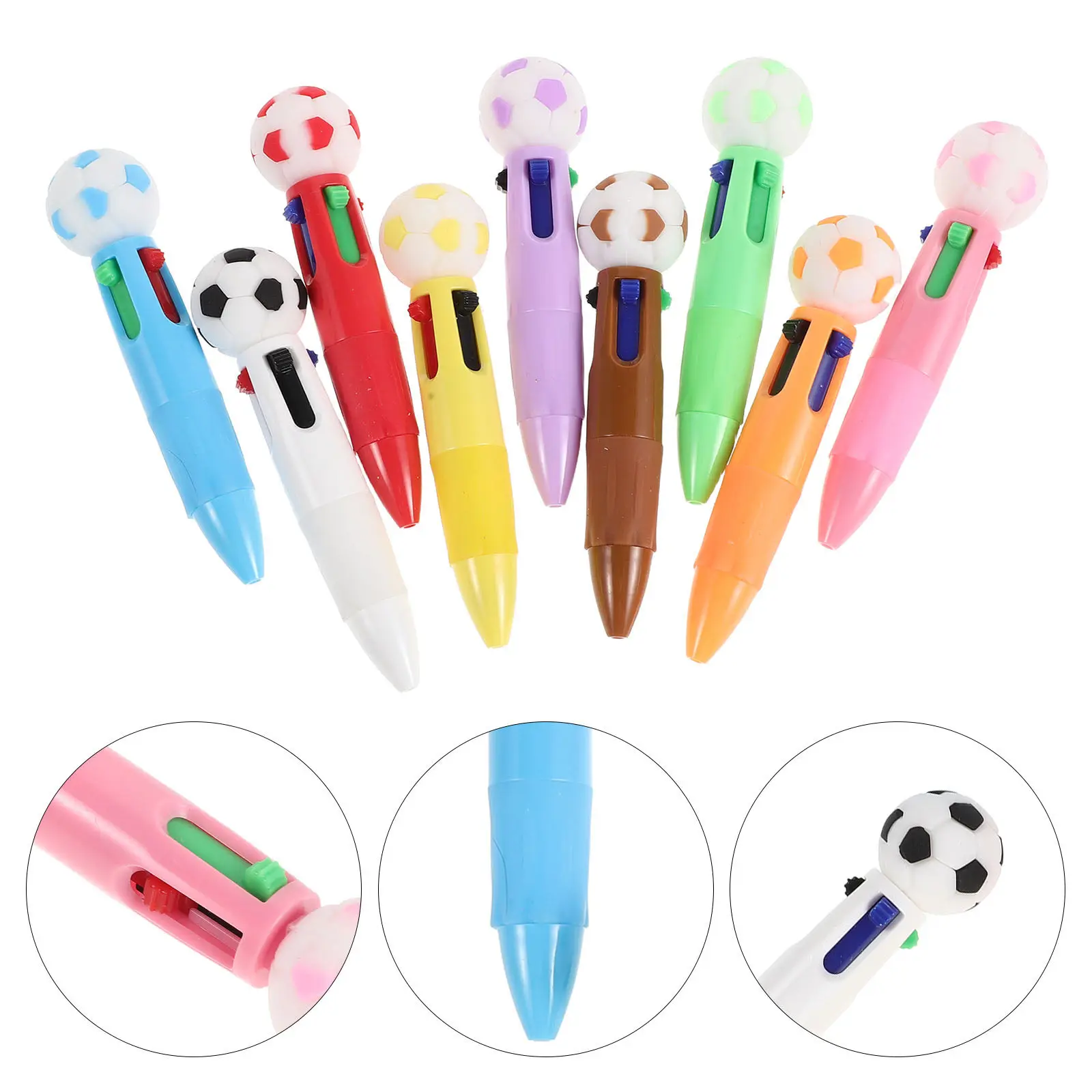 9Pcs Mini Soccer Ballpoint Pen Multicolor Retractable Sports Themed Click Pen for School Office Journaling Meeting Notes Party