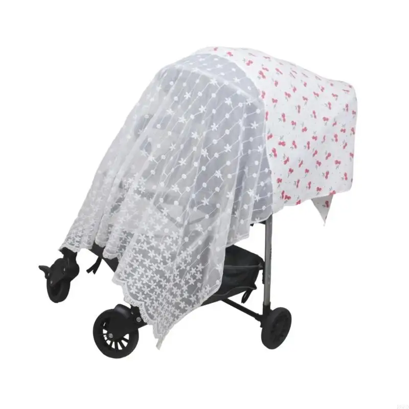 R66D تغطية كاملة عربات الأطفال مظلة Sunshade Fly Net Cotton Place