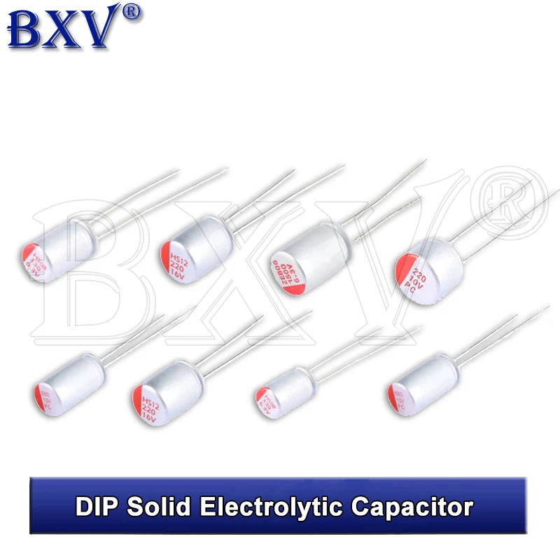 10Pcs dip solid electrolytic capacitor 6.3v 10v 16v 25v 35v 100uf 150uf 220uf 270uf 330uf 470uf 560uf 680uf 820uf 1000uf 1500uf