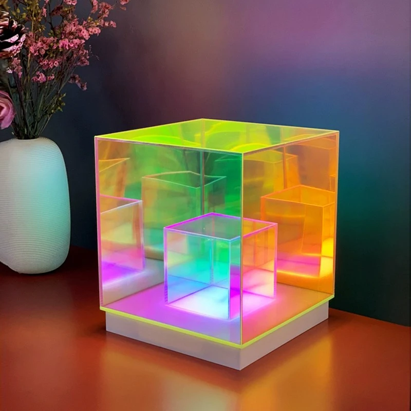 night light table lamp usb led colorido luz led acrilico cube lampada decoracoes modernas luz para quarto e sala de estar 01