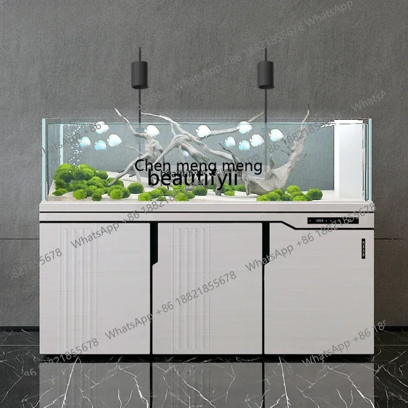 ss 8350 Fish Tank Household Small Living Room Base Cabinet Ecological Large Water Glass Super White Tank