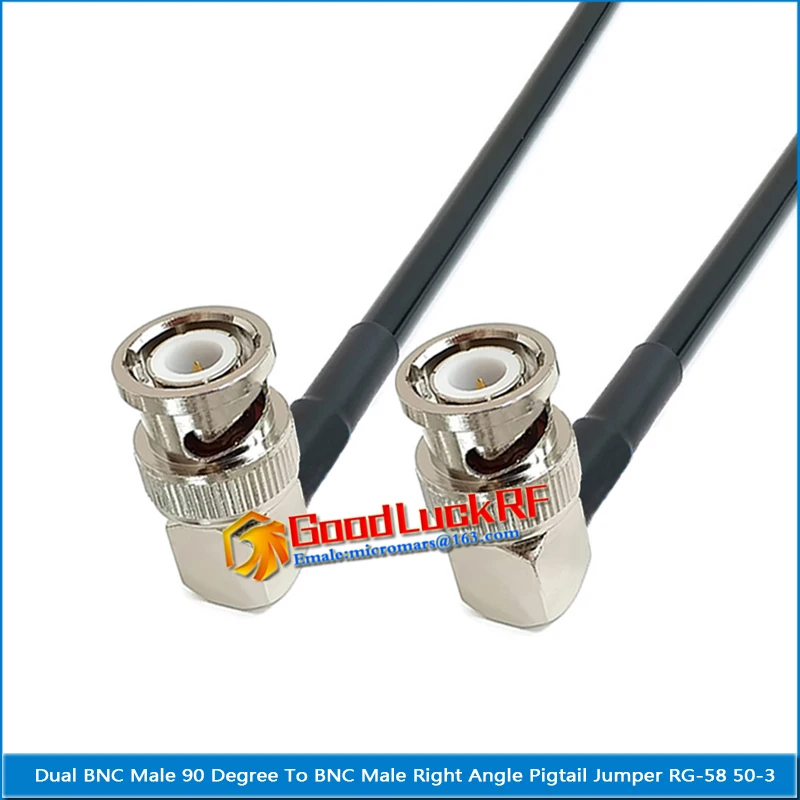 

Dual Q9 BNC Male Right Angle To BNC Male 90 Degree type L Connector Pigtail Jumper RG-58 RG58 3D-FB Extend cable 50 Ohm