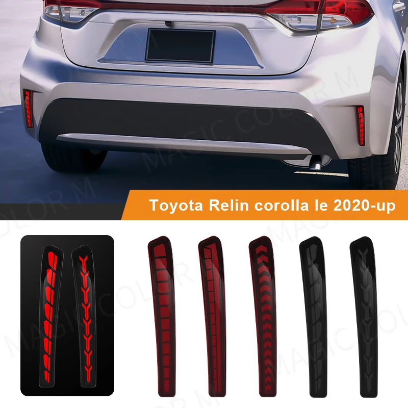 Car Rear Bumper Reflector For Toyota Corolla Altis L LE XLE 2020 2021 Red Smoked Sequential Turn Signal Light Brake Fog Lamp 12V