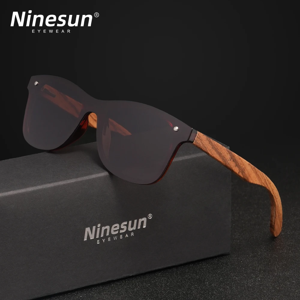 NINESUN Brand New Wooden Sunglasses Men Polarized UV400 Retro Glasses Women Zebra Wood Fishing Driving Sunscreen Eyewear