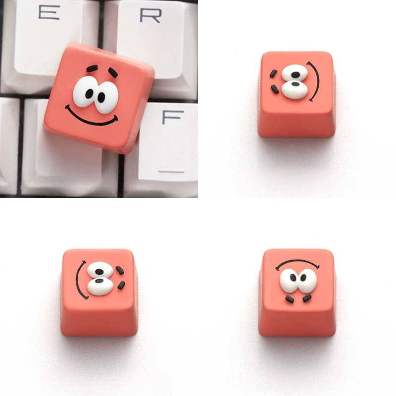 Lucu Anime Keycaps 3D Resin bintang laut merah muda buatan tangan topi Keyboard disesuaikan Artisan keycap untuk mekanik aksesori Keyboard