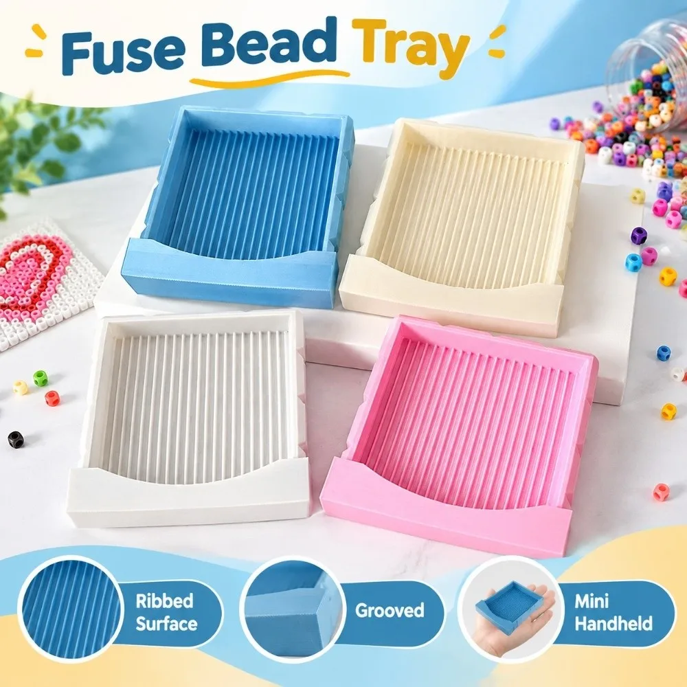Efficient 2.6mm Fuse Bead Tray 3D Printed Ribbed Surface Craft Bead Organizer 21 Grooves Smooth Perler Beads Sorting Tray DIY
