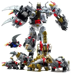 BPF 5IN1 ABS Model Transformation G1 Robot Toy Dinoking Volcanicus Grimlock Slag Sludge Snarl Swoop Slash Dinobots Action Figure