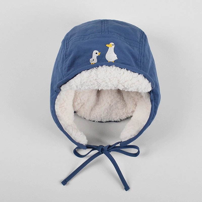 

Bomber Hat Earflap Baby Kid Winter Boy Girl Blue Fleece Cap Warm Accessory For Autumn Outdoor Cold Weather Skiing