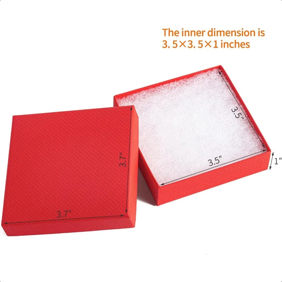 Magicool 20 Pack 3.5x3.5x1 بوصة صناديق مجوهرات من الورق المقوى الأحمر علب الهدايا مع الأغطية والقطن مثالية لخطوبة الزفاف بنفسك