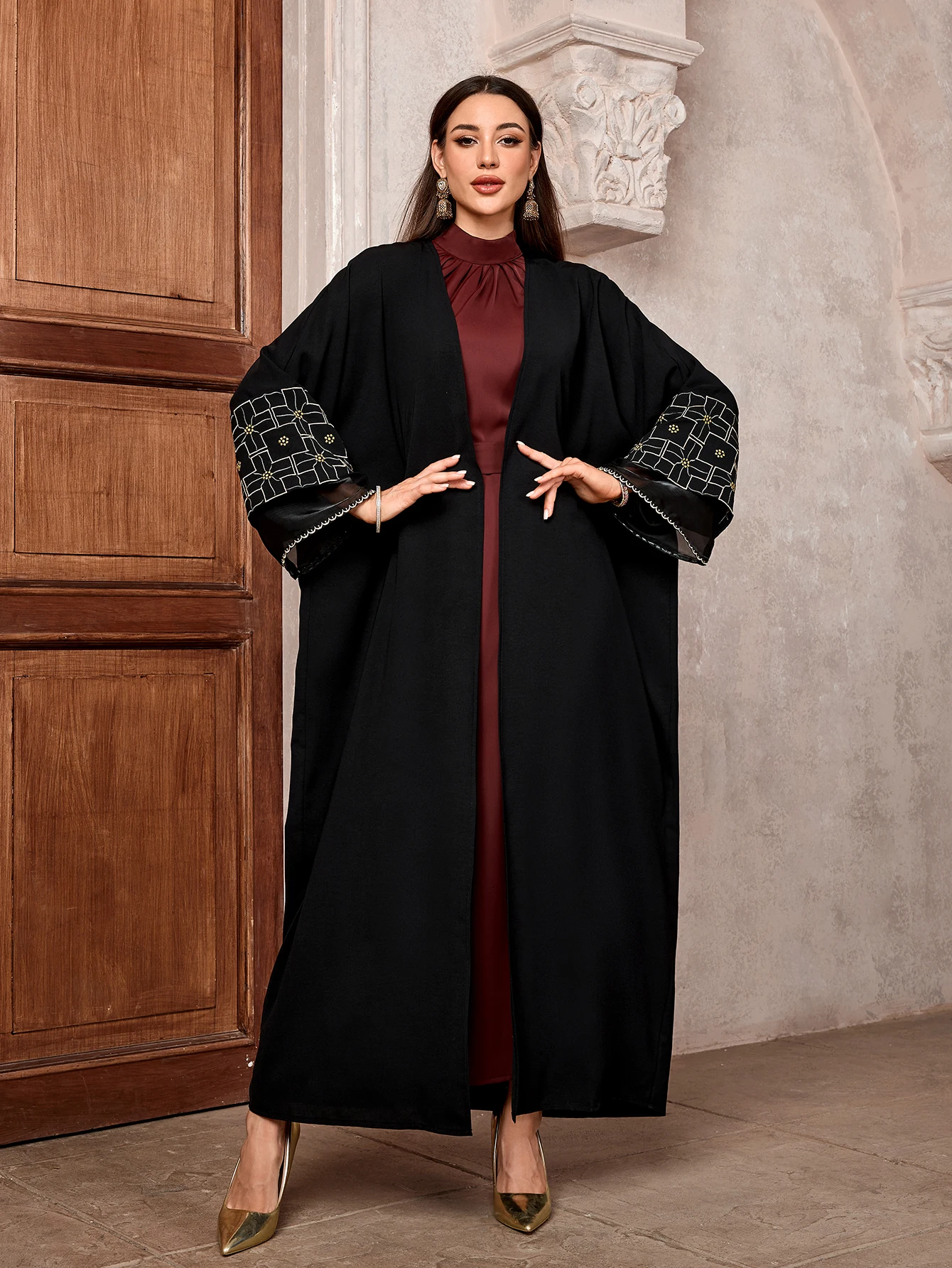 Long Robe Embroidery Muslim Dress for Women Eid Morocco Ramadan Abayas Kaftan Islam Dubai Arab Turkey Holiday Party Jalabiya