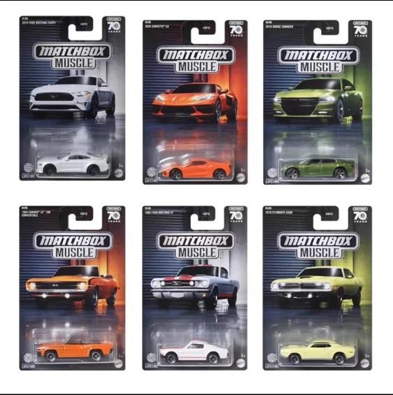 Matchbox GGF12 1:64 Muscle Car Ford Mustang Dodge Charger c8 Plymouth barracuda Collection diecast alloy car model display gift