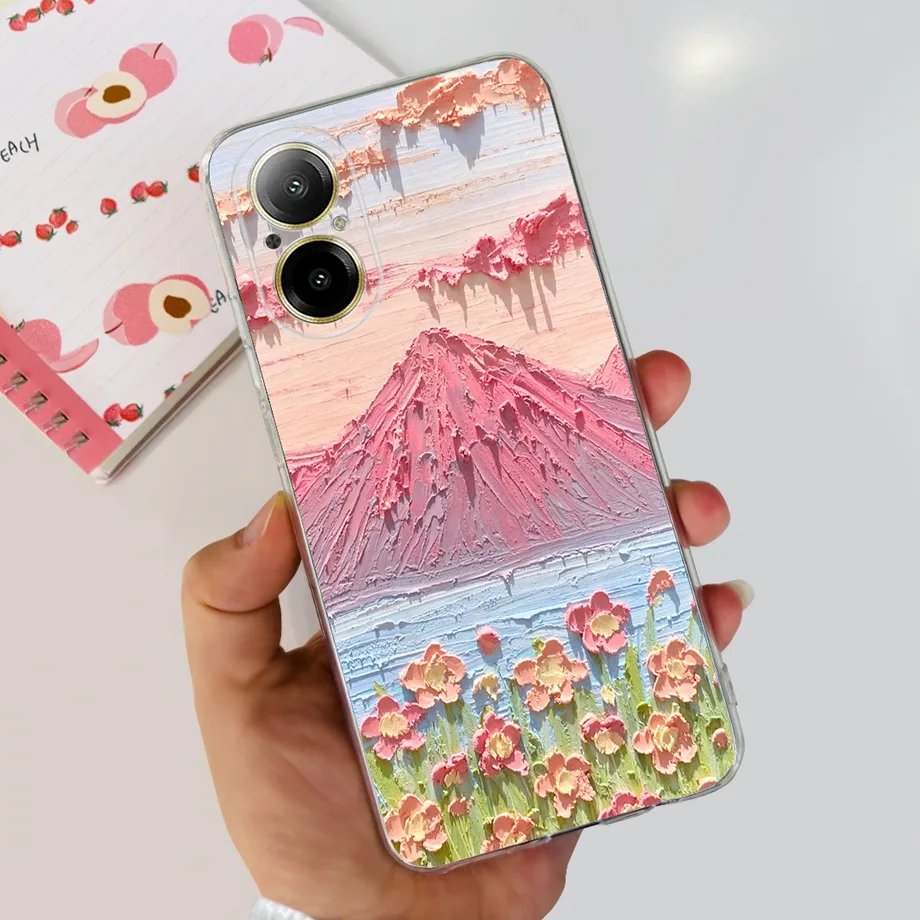 Soft TPU Bumper Coques For Realme C67 4G RMX3890 Back Cover Slin Clear Silicone Phone Case Women Fashion Painting Funda C 67 4G