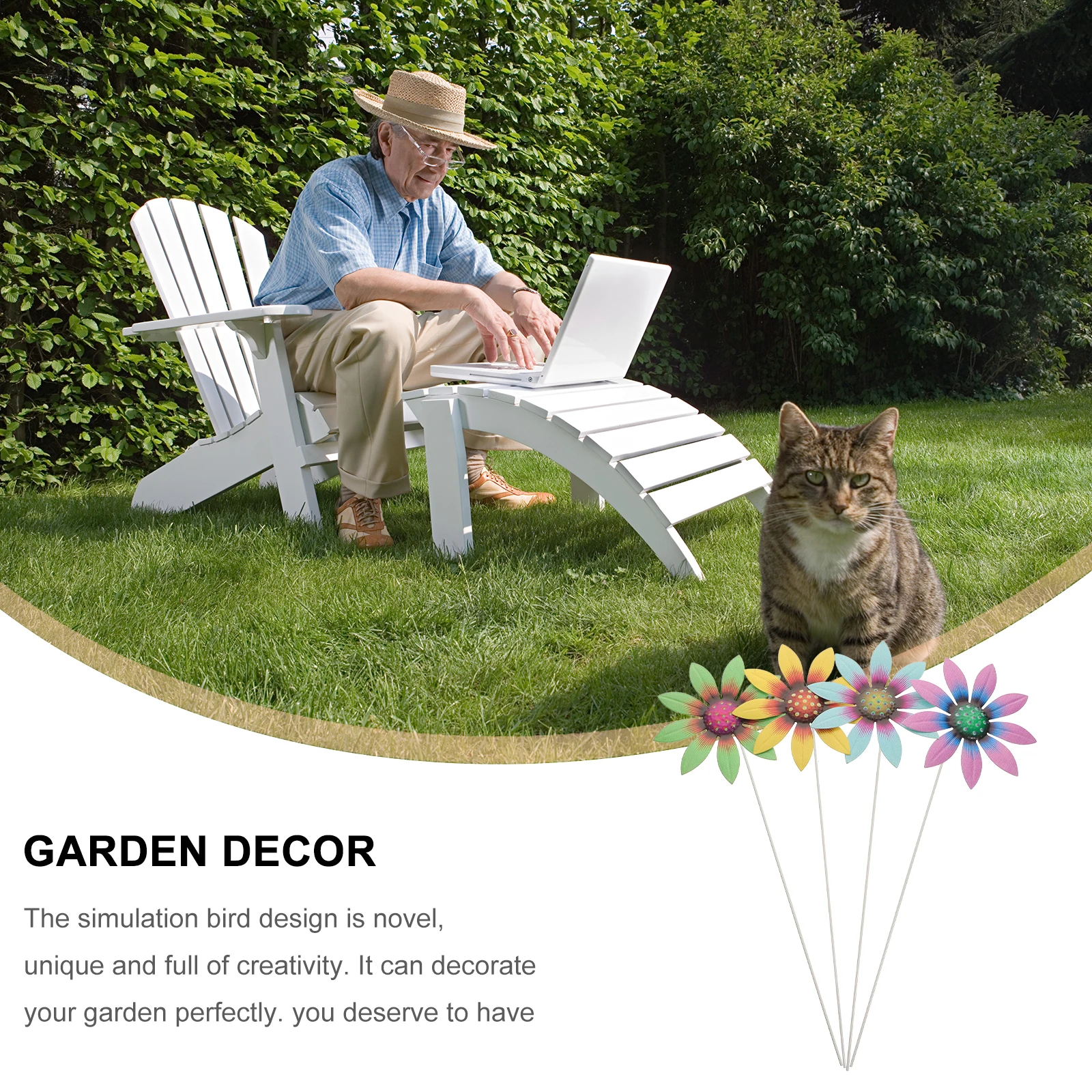 

4 Pcs Iron Flower Stake Realistic Patterns Lawn Garden Sign Decor Metal Flower Garden Stakes Outdoor Ground Ornaments