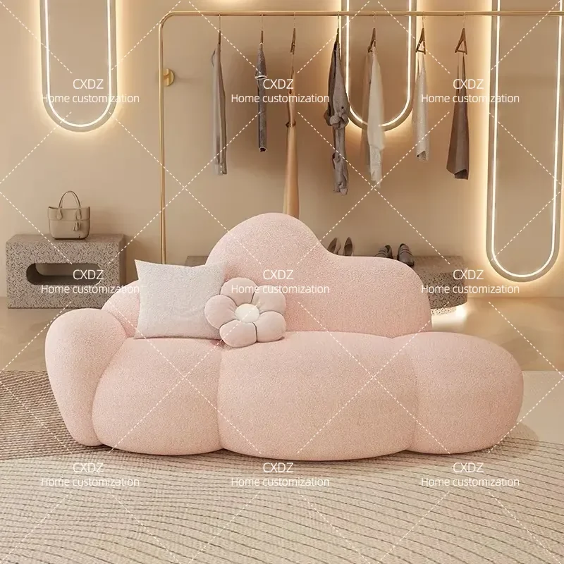 Light Luxury Fabric Sofa for Clothing Store Beauty Salon Nail Salon Resting Area Reception Multi Person Sofa Chair