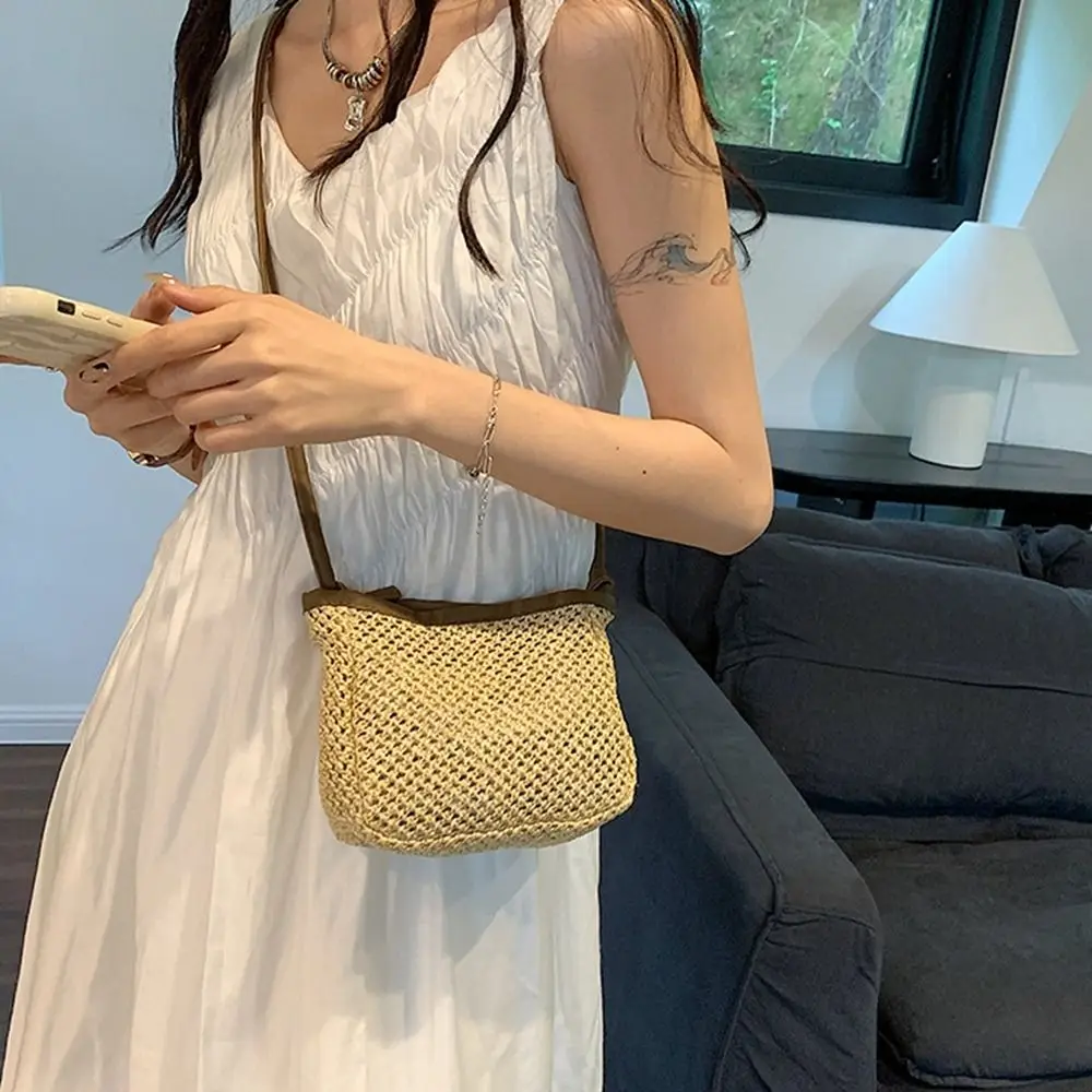 

Модная сумка из искусственной кожи из рафии в богемном стиле, мобильная сумка, плетеная соломенная сумка через плечо, пляжные сумки, сумка на плечо, праздничная
