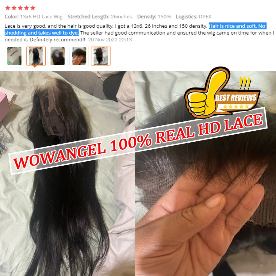 Wow Angel HD Full Frontal Perücken 36 Zoll Glatt Melt Skins 13x6 HD Lace Front Echthaarperücken Jungfrauenhaar Vorgezupft Ohne Klebstoff – Detail 2