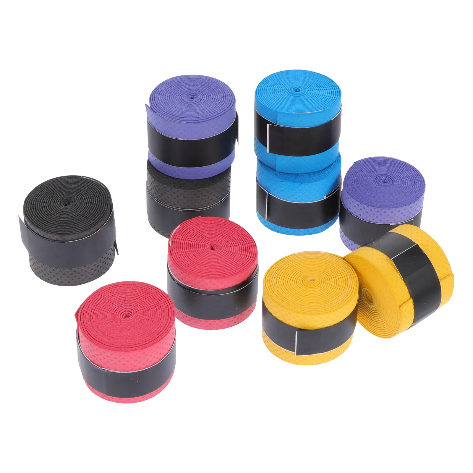 10Pcs Cost-Effective PU Anti-Slip Sweat-Absorbent Racket Belt Breathable Ergonomic Design for Badminton Tennis Racket