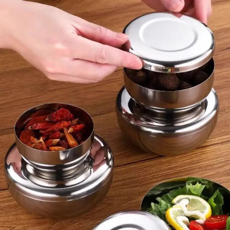 Stainless Steel Food Storage Containers With Airtight Lids And Rust Proof Feature Perfect For Kitchen Storing Spices Snacks