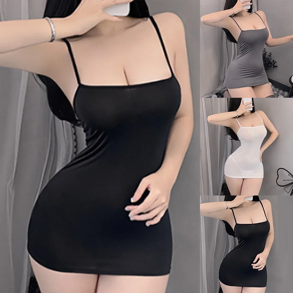 Camisón de lencería transparente para mujer, Vestido corto, ropa de dormir Sexy, Bodycon, club nocturno