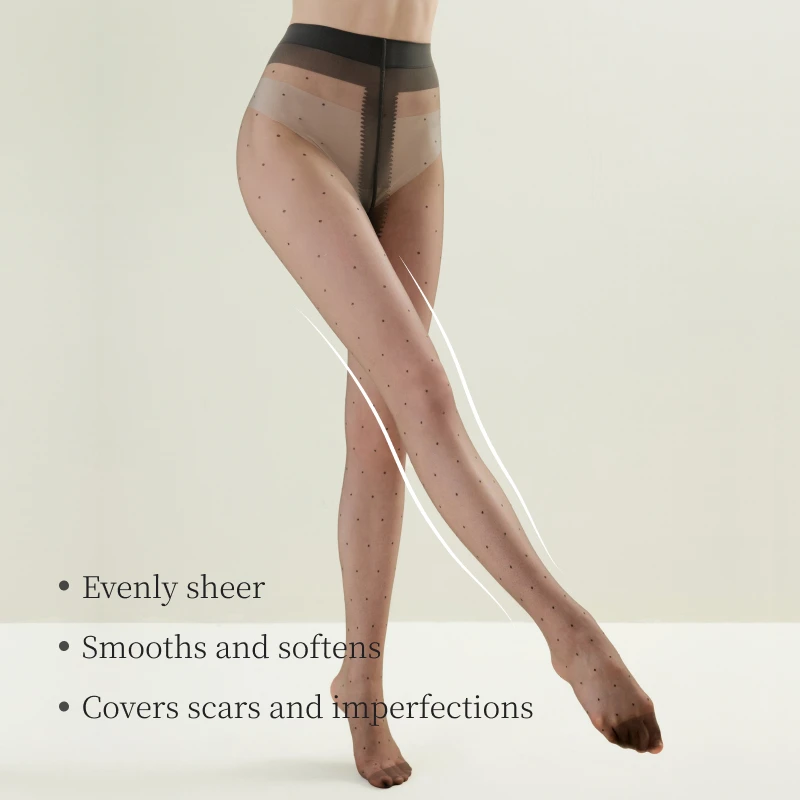 SUJIIN Sexy Polka Dot Sheer Tights for Women Summer Anti-Run Pantyhose Lightweight Office Work Wear Footed Stockings Woman XW011