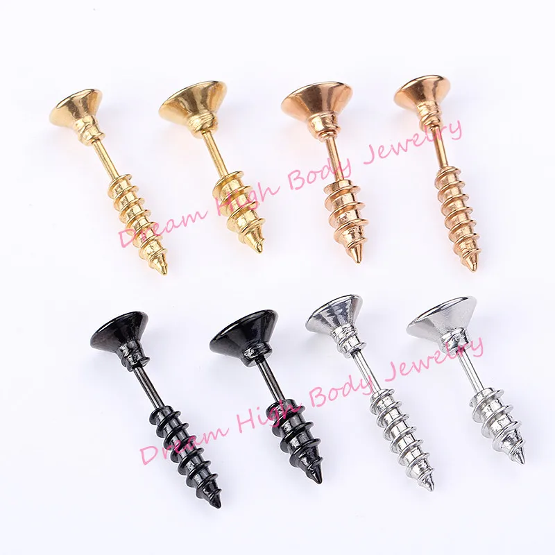 

Earring Screw Stainless Steel Retro Pin Piercing Earrings Rock Punk Spike Rivet Ear Studs for Women Men Fashion Jewelry Cross