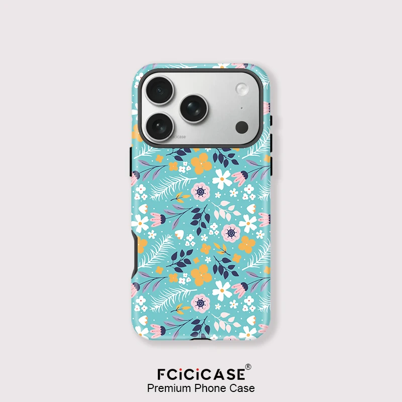 Чехол Fcicicase 2-в-1 для iPhone 17 Air 16 15 14 13 12 Pro Max Plus 11 с магнитной беспроводной зарядкой и цветочным дизайном