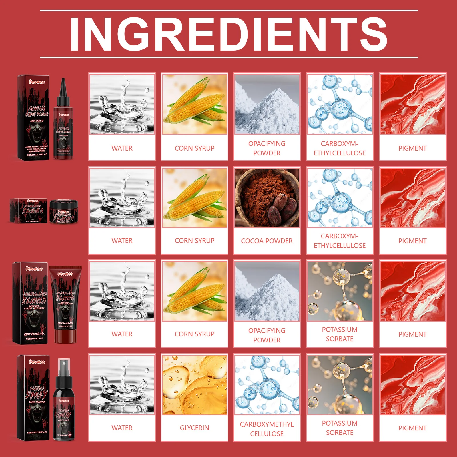 Dowmoo Halloween Makeup Kit Special Effects Makeup Set with Scary Face Paint Fake Blood Complete Costume Party Makeup Kit