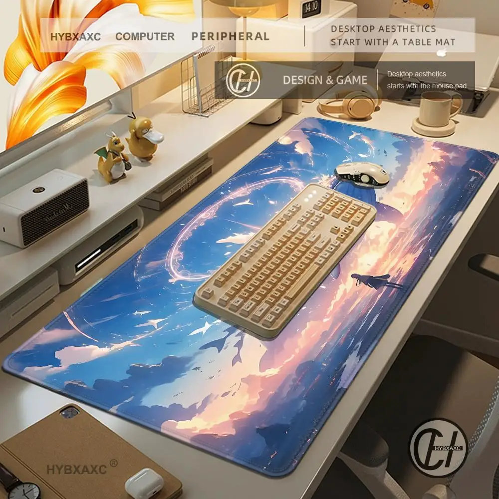 Cartoon Sea Whale Large Gaming Mouse Pad Computer HD Keyboard Pad Natural Rubber Anti-Slip Office Mousepad Desk Accessories