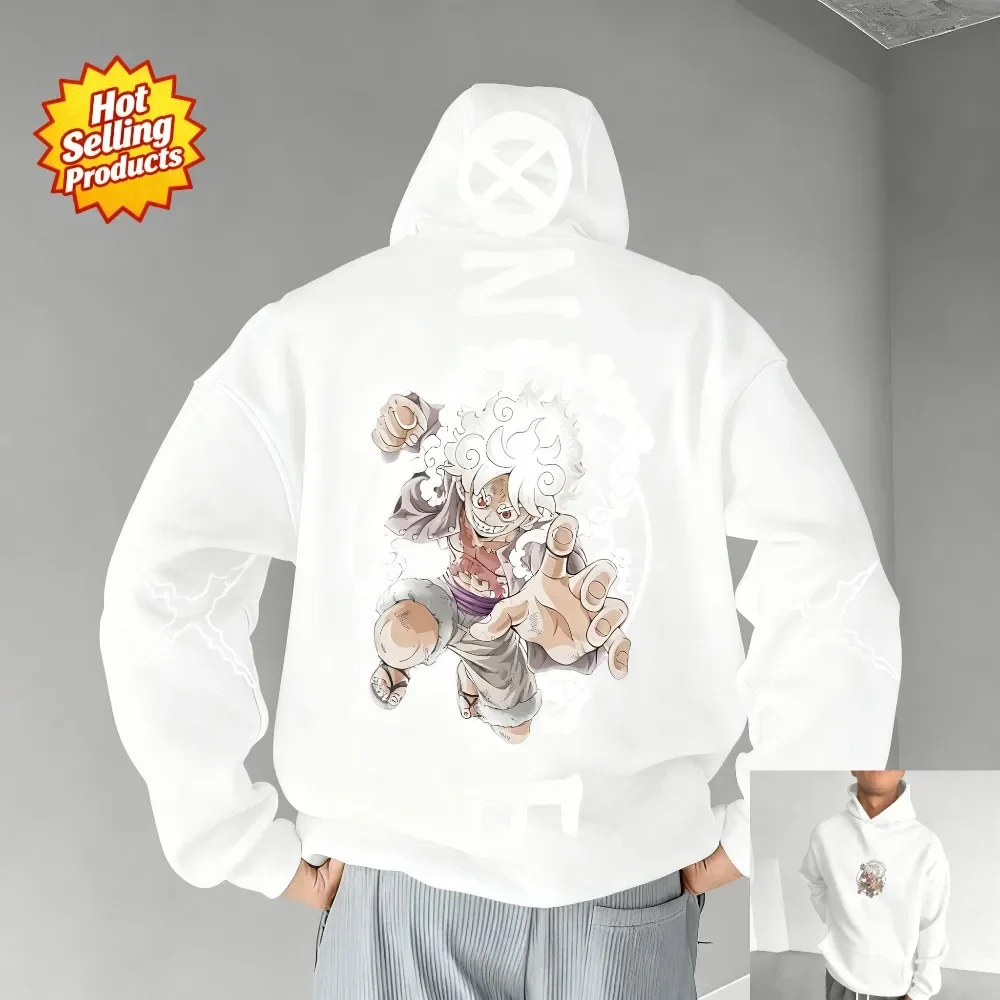 Uma peça com capuz luffy anime moletom masculino feminino algodão oversized solto ajuste conforto y2k streetwear unisex outono inverno novo
