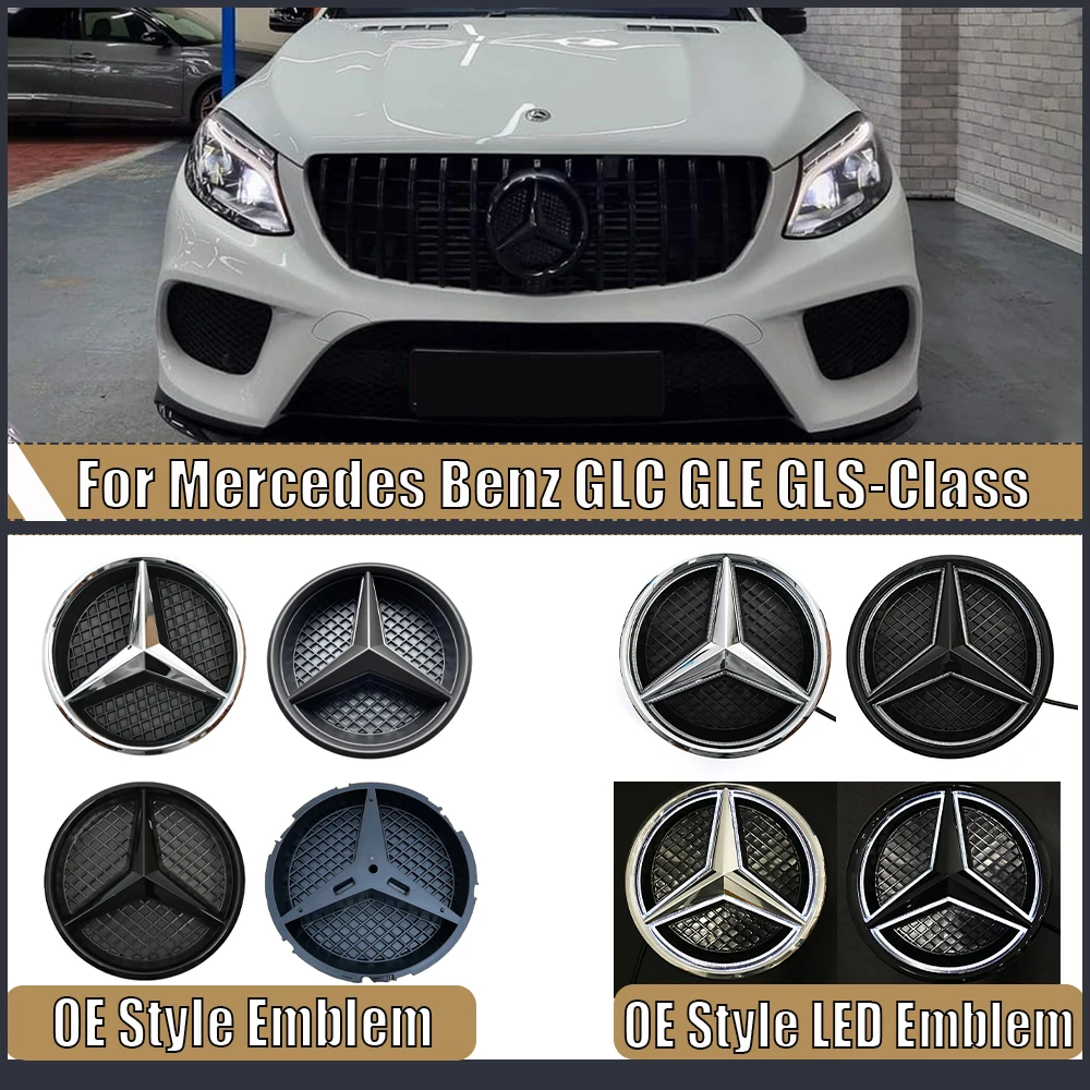 

1pcs Front Grill Emblem Fit For Mercedes Benz GLC GLE GLS-Class X166 X253 Glossy Star White Illuminated Emblem