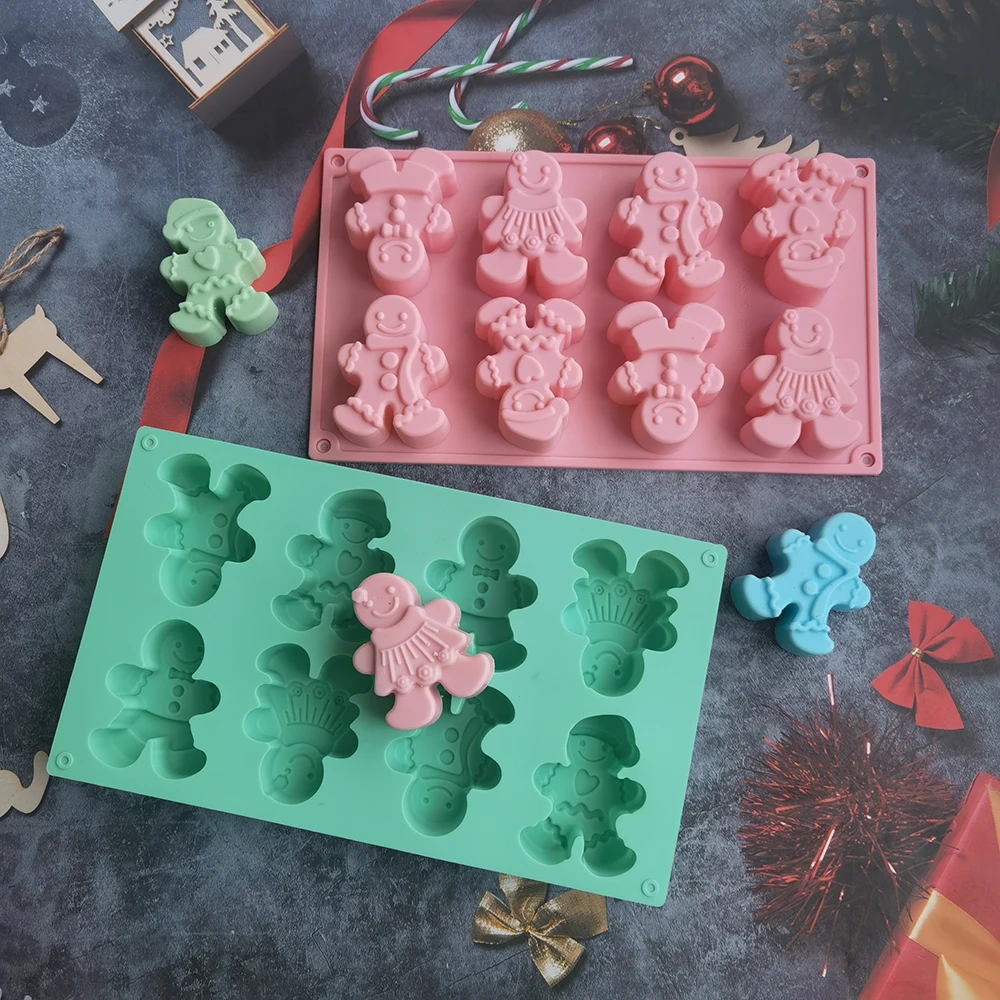Christmas Silicone Mold Cake Mould Snowman Santa Handmade Soap Molds Elk Snowman Santa Claus Bells Aroma Wax Mould
