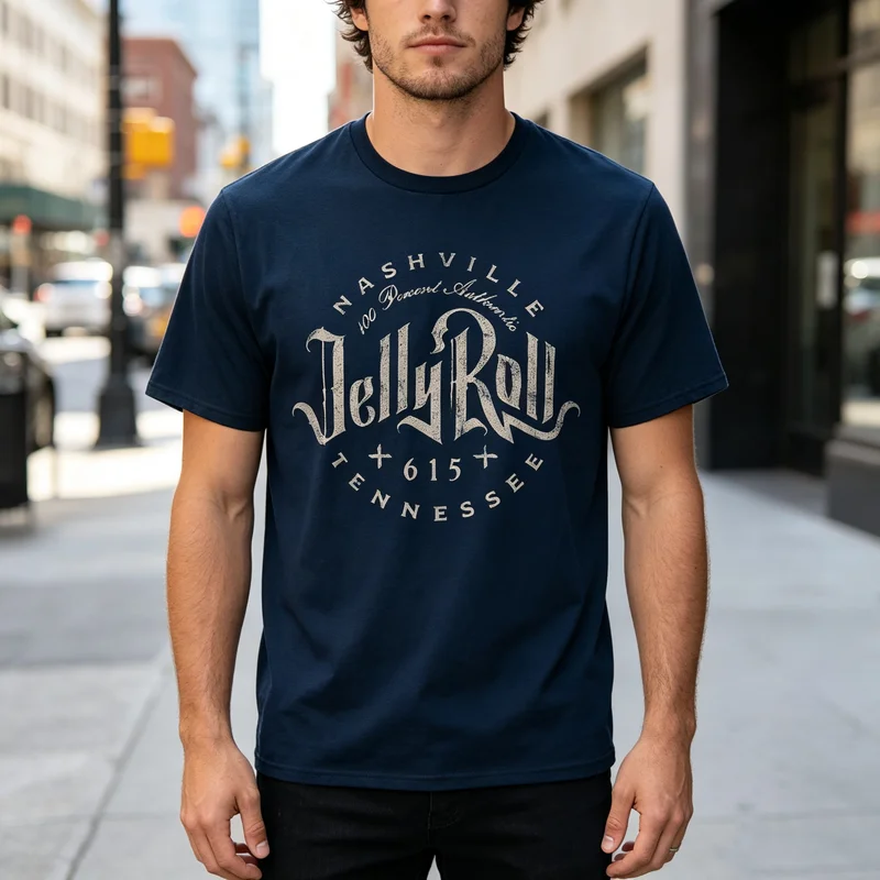 Music City Lover T Shirt Jelly Roll Nashville Vintage Graphic Print Soft 100%Cotton Crew Neck Top   Oversized  Y2k Tee