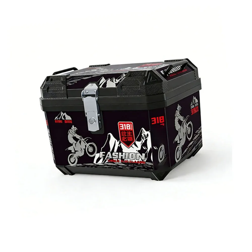 49L Universal Motorcycle Trunk Helmet Box, Abs Tail Box, Rear Luggage Case, Waterproof Tool Box with Safety Lock