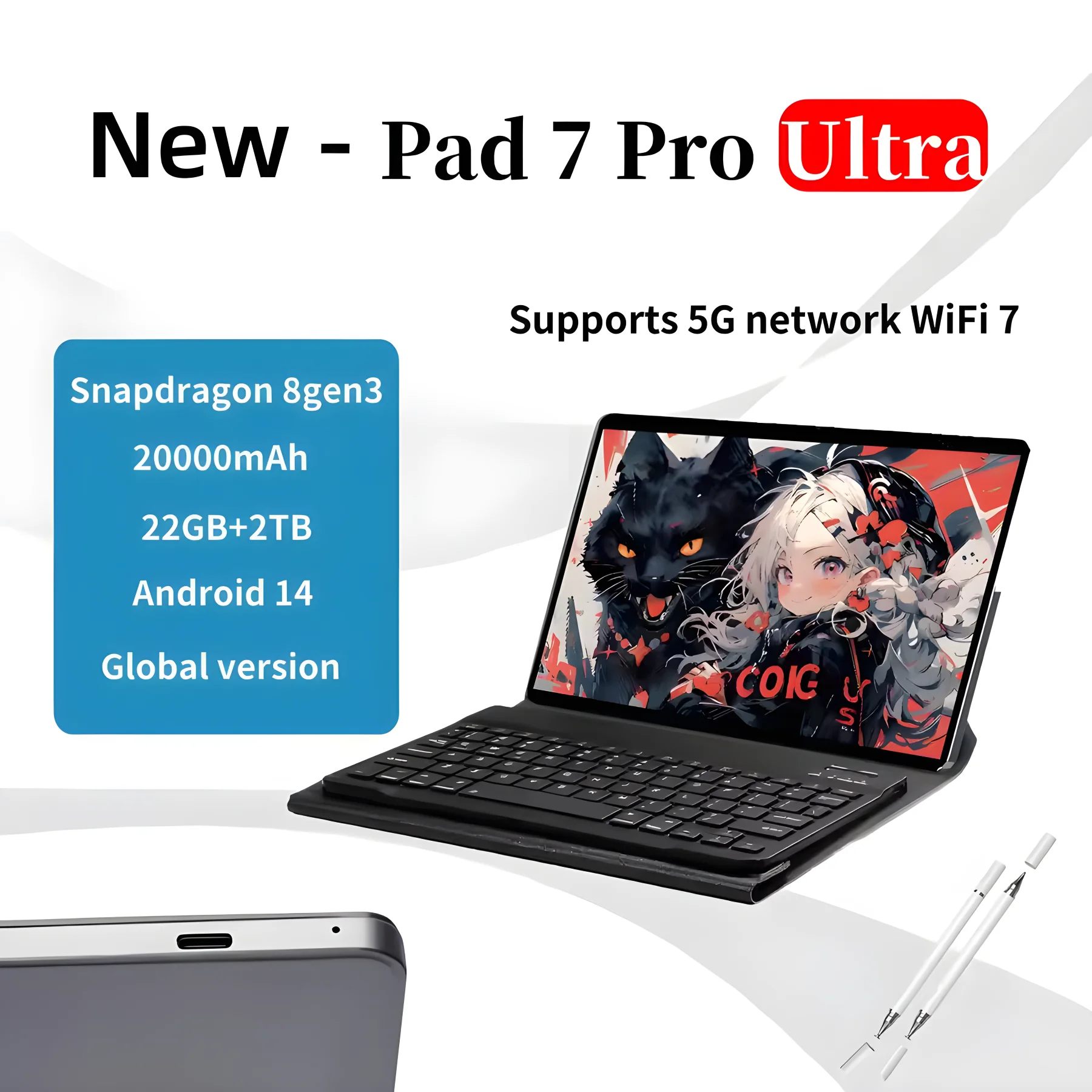New Original Pad 7 Pro Ultra Tablet 11 inch Snapdragon 8 gen3 Android 14 Tab 22GB+2TB 10000mAh 5G Dual SIM WiFi GPS Tablet PC