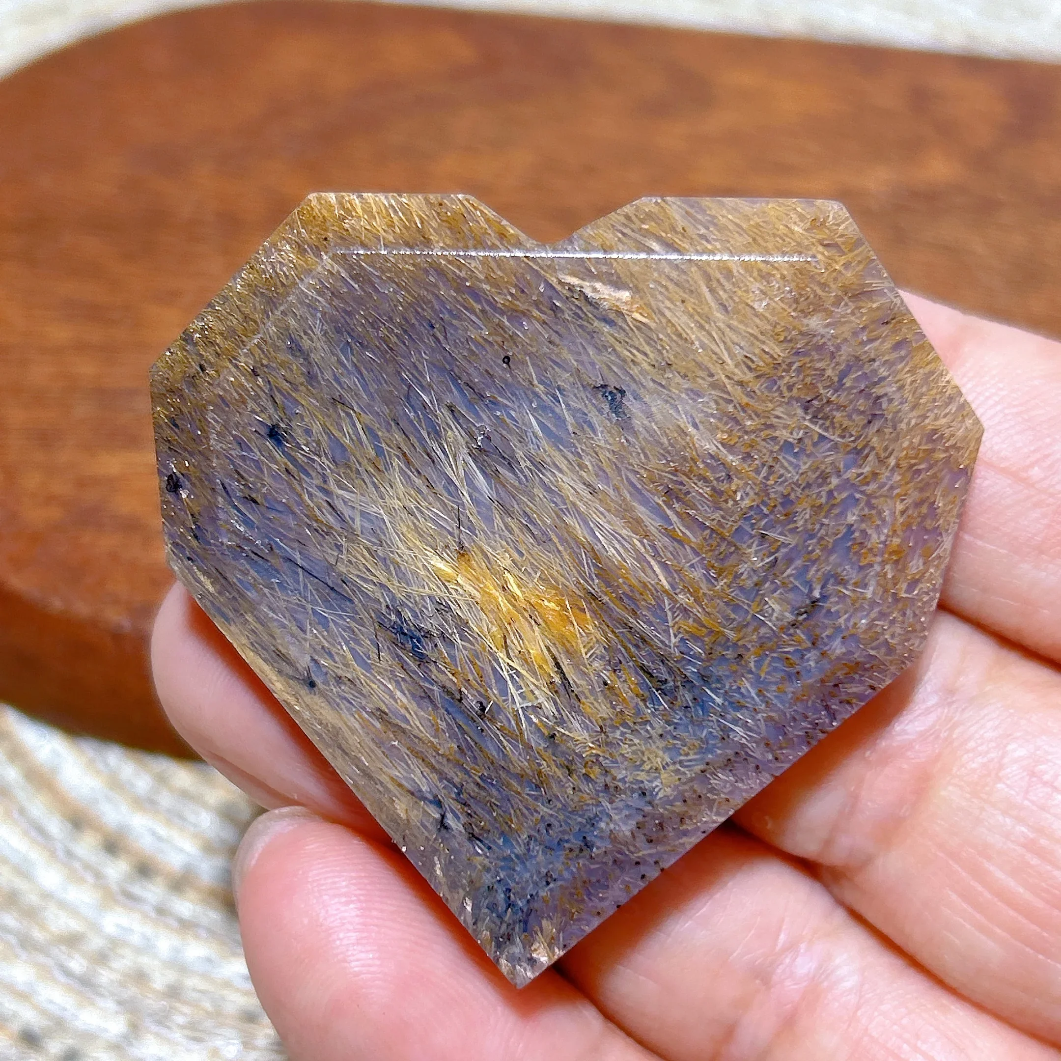 Natural Crystal Rutile Agate Cute Face Heart polished Healing High Quality Gemstone Mineral Energy Home Decorations Gift