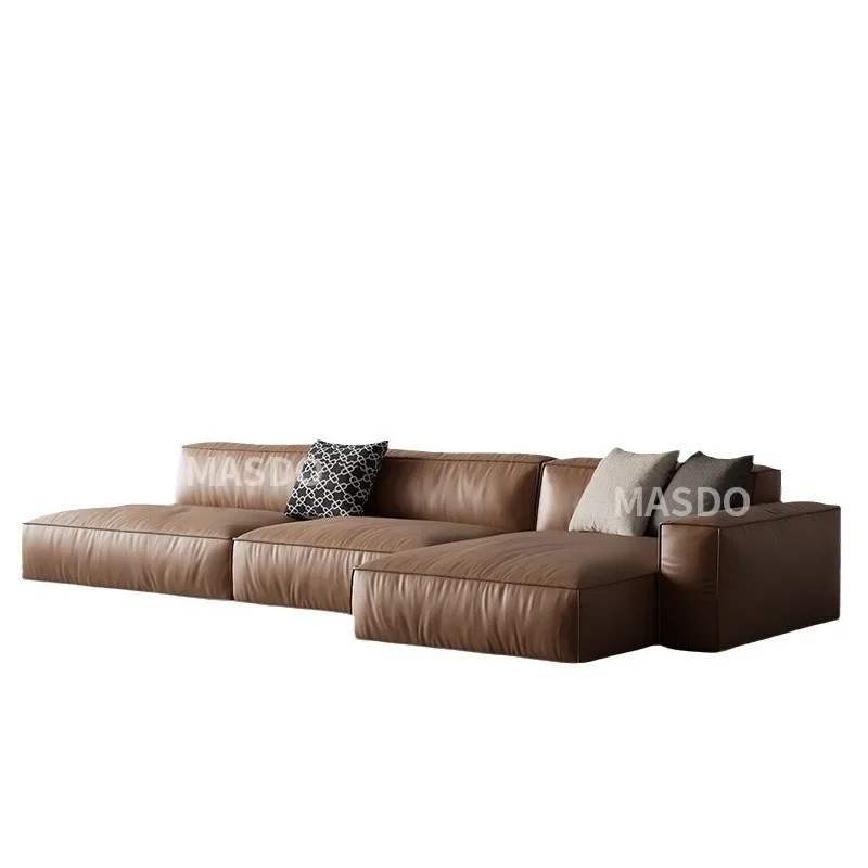 

Italian leather wabi-**** wind first layer cowhide designer straight row square combination mold