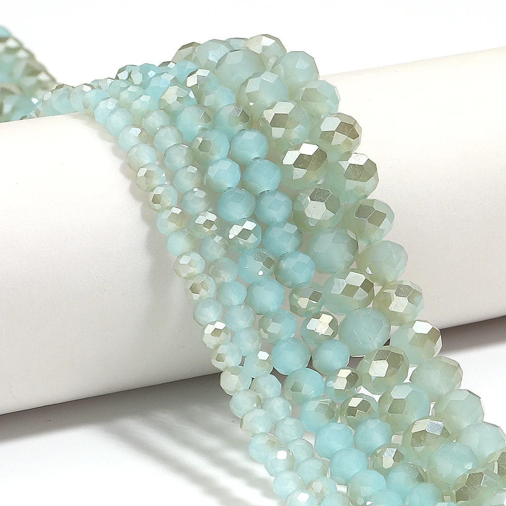 4 6 8 مللي متر الأوجه كريستال Rondelle الخرز ضوء بحيرة الأزرق العنبر الزجاج فضفاض خزر عازل لصنع المجوهرات قلادة أساور يدوية #3