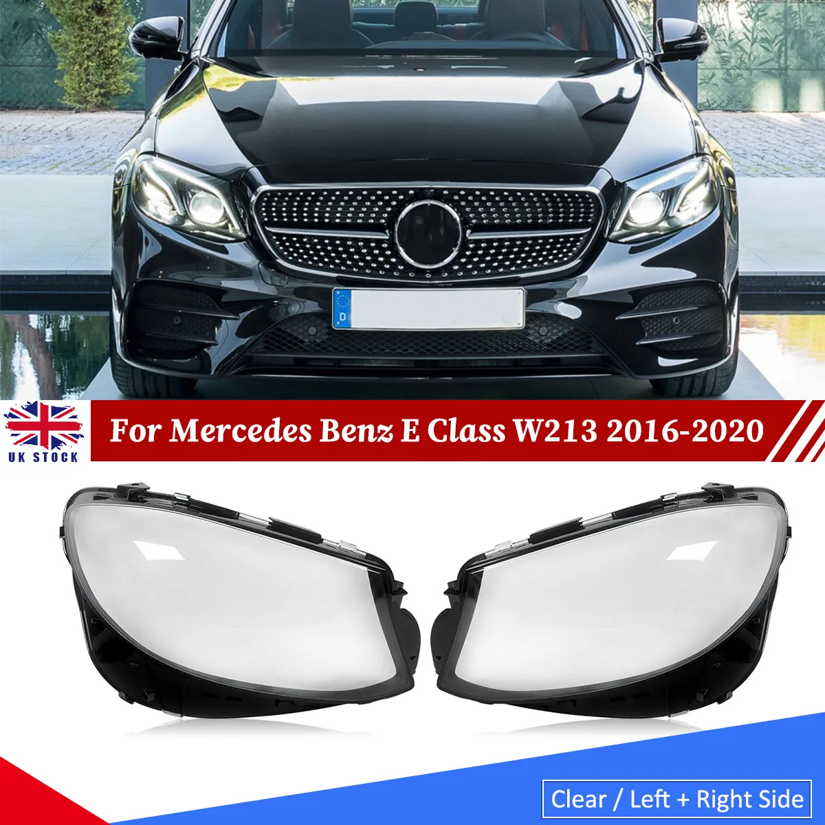 

1 Pair Headlight Lens Fit For Mercedes Benz W213 E Class 2017-2020 Headlights Housing Headlamp Cover Transparent Magickit