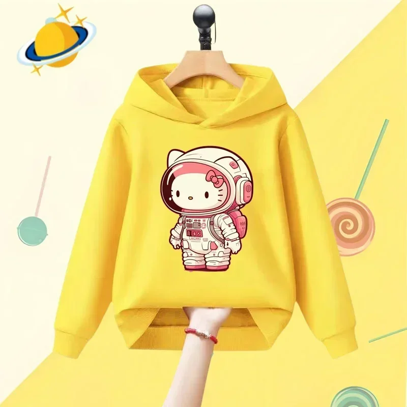 

Disney hello kitty Kids Hoodie Anime cartoon print Autumn Winter long sleeve sweatshirt boys girls Kawaii casual top clothing