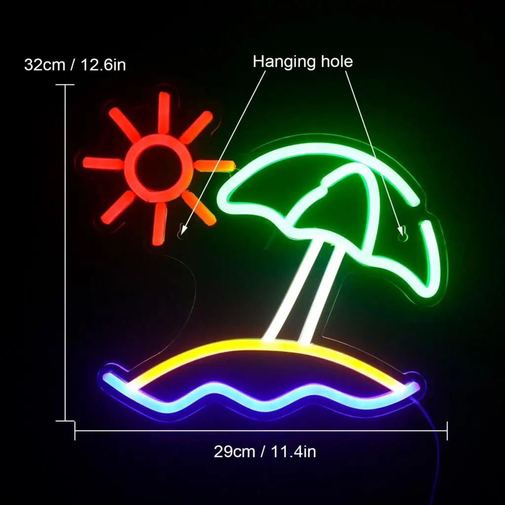 wanxing  Cute Art Lighting Party Supplies Wedding Bar Beach Sun Wall Decor Design Unique  USB With Switch  LED neon Neon Lights