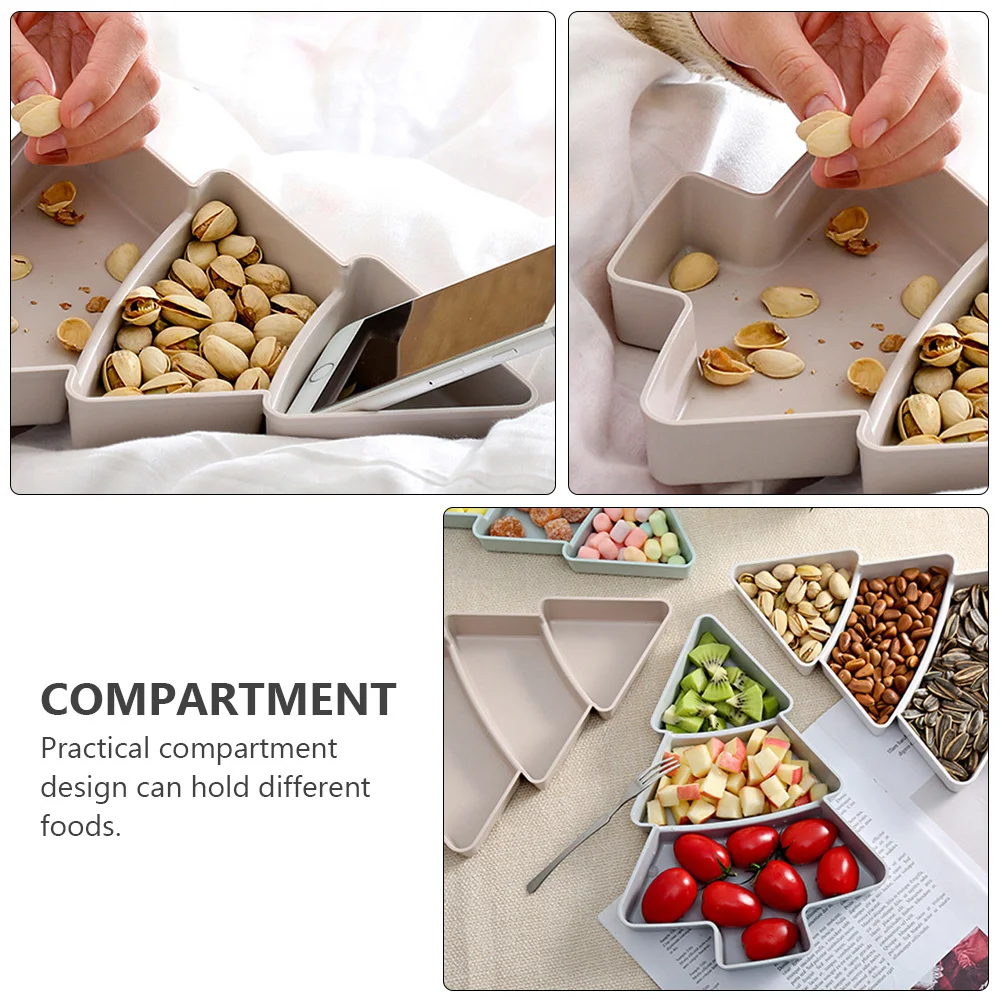 

2Pcs Christmas Tree Snack Tray Plastic Fruit Dish Compartments Mobile Phone Reusable Kitchen Serving